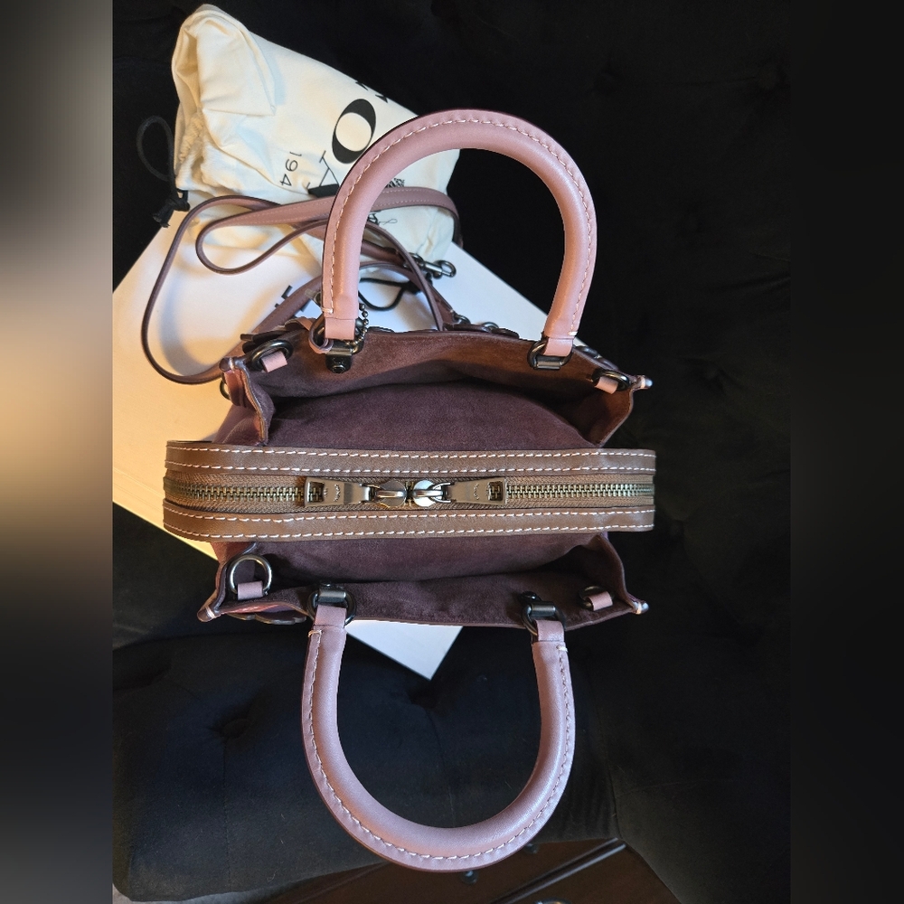 Coach Rogue 25 Tea Rose Applique Satchel - Dusty Pink New Without Tags - Picture 3 of 11